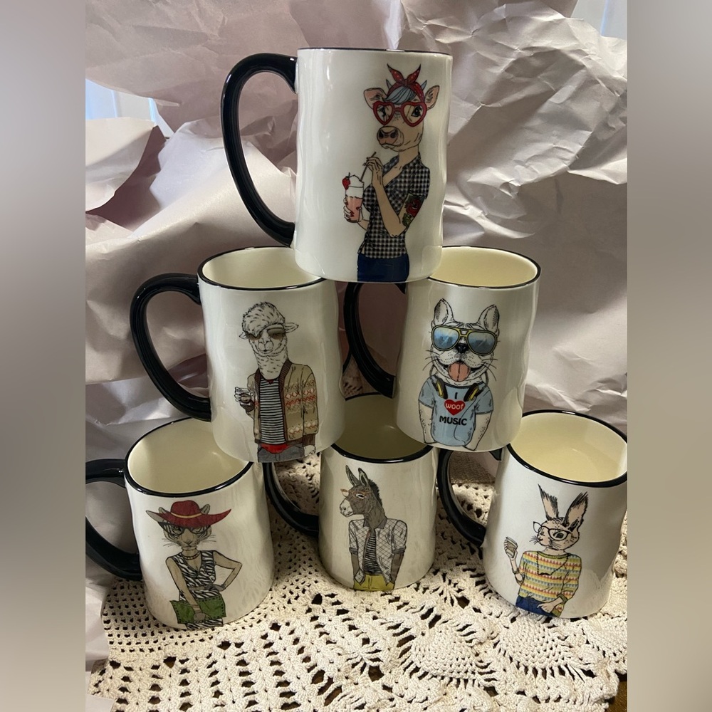 Signature Housewares Inc Animal Character Ceramic Mug Set - Black and White